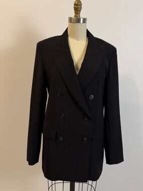 Weekend Max Mara Black Double Breasted Blazer Size 8 Wool